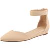 DREAM PAIRS Sandali Piatti Donna Caviglia | Fodera morbida, suola gomma TPR, soletta imbottita, tacco 2,5 cm, zip posteriore, design a punta.