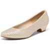 DREAM PAIRS Decollete Donna Tacco Basso,Oro/Glitter,40 | Soletta in lattice, punta tonda, suola TPR antiscivolo, tacco 3,8 cm, design minimalista.