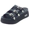 Cult CLW473900 Janis Black Sandali per Donna in Pelle Zeppa Alta (Taglia 39)