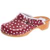 Futuro Fashion® - Zoccoli in Pelle con Suola in Legno Naturale - Unisex - Tinta Unita - Misure dal 36 al 42 - Rosso/Pois Bianchi - 39 EU