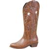 HOOUDO Stivali Donna Invernali,Donna Stivali Alti Invernali Senza Tacco Eleganti Cowboy Scarpe di Media Altezza Cowboy Stivaletto con Tacco a Blocco Texani Stivaletti con Fibbie Anfibi