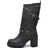 IF FASHION Stivaletti Tronchetti Da Donna Con Tacco Grosso Plateau Borchie Pelle Sintetica G673 nero N.36