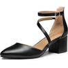 DREAM PAIRS Scarpe Tacco Donna Eleganti Decollete a Cinturini Incrociati Punta Chiusa Sposa Decolte Tacco Medio Largo,Size 36.5,Nero-Pu,SDPU2354W