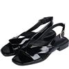 COOKOE Scarpe in pelle sandali donna tacco basso punta quadrata scarpe casual estate comodi sandali da donna nero beige