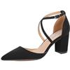 QUEEN HELENA Décolleté con Fascia Incrociata Scarpe a Punta con Tacco Elegante Donna ZM9631 (Nero, 38)