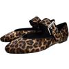 CRETUAO Ballerine Leopardate da Donna, Scarpe Mary Jane alla Moda con Punta Quadrata e Cinturino con Fibbia,Scarpe Eleganti comode e Casual con Tacco Basso