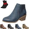 SYT-MD Stivaletti ortopedici da Donna in Pelle con Tacco Medio, Stile retrò, Traforati, con Cerniera Laterale(Blue,38 EU)