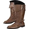 Generisch 2025 Stivali medievali da uomo, stivali cosplay lunghi al polpaccio, tacco basso, stivaletti per feste in costume di Halloween apparizioni Camp scarpe da uomo rosso, caffè, 44 EU
