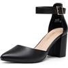 DREAM PAIRS Decollete Donna Tacco Blocco,Nero-Pu,38.5