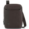 PIQUADRO Borsa a tracolla quadrata nera in pelle 17 cm