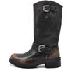 IF Fashion Scarpe Stivali da Donna Al Polpaccio Biker Motociclista Con Fibbie Anfibi Vintage MP2743-4 marrone N.38