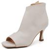 IF Stivaletti Scarpe da Donna Sandali A Tronchetti Spuntati da Sera Cerimonia Matrimonio Tacco A Rocchetto MP2641-1 Panna N.38