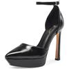 GENSHUO Scarpe Donna Punta Plateau 13cm Cinturino Caviglia Festa, Cerata Nera MOD A, 41 EU