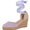 Lora Dora Donne Espadrille Zeppa Sandali Donne Strappy Zeppa in Iuta Scarpe Estive Cinturini alla Caviglia, Lilla, 41 EU