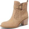 QUEEN HELENA Tronchetti Traforati Stivaletti con Tacco Largo Casual Donna X32-37 (Marrone, Sistema Taglie Calzature EU, Adulto, Donna, Numero, Media, 38)
