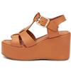 Frau - Sandali Gladiatore in Pelle con Zeppa