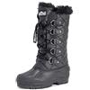 Polar Donna Tall Trapuntato Foderato Di Pelliccia La Neve Tattico Montagna Impermeabile Ginocchio A Passeggio Stivali - Nero Pelle - UK5/EU38 - YC0361