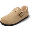 JOMIX Ciabatte Donna Invernali Chiuse Pantofole Calde da Casa Babbucce Pelose da Ragazza Imbottita con Pelliccia Sintetica Comode per Inverno MD8845-7 (Beige, 40)