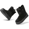 JOMIX Stivaletti Donna Invernali Stivali Ragazze Bassi Scarpe Caldi Imbottiti Pelliccia Sintetica Comodi da Neve MD9765-1 (Nero, 38)
