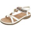 Generic Sandali Donna Ortopedici Estivi Sandalo Estivo Sandali da donna con cinturino a T e perline piatti elastici con cinturino posteriore e pietre Pianta Larga Sandalo taglia 35