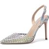 QUEEN HELENA Decollete con Strass Sandali Eleganti con Tacco a Spillo Donna K3338 (Argento, Sistema Taglie Calzature EU, Adulto, Donna, Numero, Media, 38)