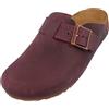 HAFLINGER Porto Elegante Clog in pelle suola in gomma e sughero plantare in lattice pantofole unisex, bordeaux, 38 EU