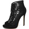 Bviennic Donna Peep Toe Tacco A Spillo Strappy Alla Schiavae Polacchine Eleganti Cordoncino Estate Cavo Bridal Festa Plateau Scarpe Nero Numero 44 EU-46Cn