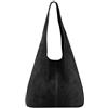 OBC Only-Beautiful-Couture OBC Made in Italy Borsa a Mano da Donna in Pelle Metallic Shopper Hobo-Bag Borsa a Tracolla Argento, Nero (Pelle Scamosciata), ca.: 43x32x17 cm