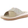 inblu Ciabatte Donna con Doppia Fascia Incrociata Leopardata, Plantare in Vera Pelle e Suola Bicolore, Sabbia, 39
