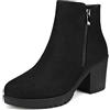 DREAM PAIRS Stivali da Donna Stivaletti alla Caviglia con Tacco Grosso con Zip Laterale