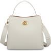 SADI Borsa a secchiello in vera pelle da donna, borsa a tracolla da donna, con tracolla regolabile, bianco, Medium to Large, Moda