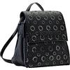 Desigual Zaino realizzato in tessuto effetto pelle con fustellati fiori geometrici su fondo colorato. Con patta e chiusura magnetica, comodo e capiente grazie ai suoi tre scomparti, quello centrale pr