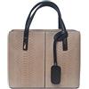 Bottega Carele Borsa Donna a mano in vera pelle stampa pitone BC167 Made in Italy (Taupe)