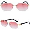 WFFZTZW Occhiali da sole esagonali senza montatura con montatura piccola per uomo, di lusso, rettangolari, retrò, con lenti UV400 (C6 Gold Gradient Pink)
