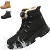 NACKINg Scarpe Antinfortunistiche Invernali Uomo Donna Impermeabili Scarpe da Lavoro con Imbottitura Calda Stivali di Sicurezza Antiscivolo Lacci con Bottoni, Nero, EU 39