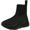 Ulalaza Stivali da donna in maglia elasticizzata Punta tonda Tacchi alti Calzini Stivali Stivali Chelsea con plateau Stivali elasticizzati in maglia Slip-on Stivaletti con calzini antiscivolo