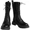 YUMALI Steampunk Stivali Da Equitazione per Gli Uomini Medio Albero Lace up Stivali Militari Moda Cerniera Laterale Locomotiva Scarpe Singole (Black,42)
