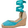 Lora Dora Womens Espadrille Wedge Sandals Strappy Hessian Wedges Ankle Wrap Tie Leg Straps Turquoise UK 6