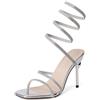 FQLGJMY donna Stiletto tacco alto sandali Tie Up Open Toe Slingback spirale avvolgere intorno a scarpe estive con strass per festa di ballo