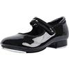flexdans Scarpe da Tip Tap per Ragazze e Ragazzi, Tap Scarpe da Danza Classica Mary Jane in Chiusura a Gancio e ad Anello in Vernice per Bambini F002 Black 30
