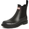 Hunter Commando Chelsea Boot for Men - Waterproof, Matte Finish, and Rubber Outsole Shoes - Black 10 M