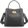 SADI Borsa tote in vera pelle per donne, borse a tracolla di lusso, borse a secchiello da donna con cinturino largo regolabile, nero, Moda
