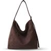 Mabecol Borsa a Mano da Donna Grande Borsa a Spalla Ecopelle Borsa Shopper Hobo Tote Elegante in Suede Finto con Cerniera. (Marrone)