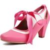 elerhythm Mary Jane Two Tone Lace Up Chiuso Punta Rotonda Vintage Tacchi Gatsby 1950 décolleté anni '20 vittoriane Retro Scarpe, Colore: rosa., 41 EU