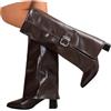 pvucpot Scarpe Stivali Texani Arricciati da Donna con Ghetta Risvolto