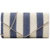 Caistre Pochette estiva in paglia intrecciata da donna, borsa da spiaggia, borsa a tracolla, borsa da spiaggia, Blu