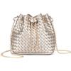 LEGVAEY Borsa a secchiello da donna in pelle intrecciata (alla moda semplice), Grigio argento