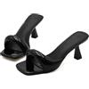 Jemnpela Mules Eleganti con Tacco Kitten per Donna Punta Quadrata e Stringa Pelle Verniciata e Raso con Borchie per Estate Spiagge Matrimoni e Feste