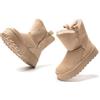 JOMIX Stivaletti Donna Invernali Stivali Ragazze Bassi Scarpe Caldi Imbottiti Pelliccia Sintetica Comodi da Neve MD9765-6 (Beige, 39)