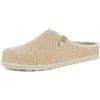inblu Pantofole Donna con Ecopelliccia e Plantare in Vera Pelle Imbottito ed Estraibile, Beige, 41 EU